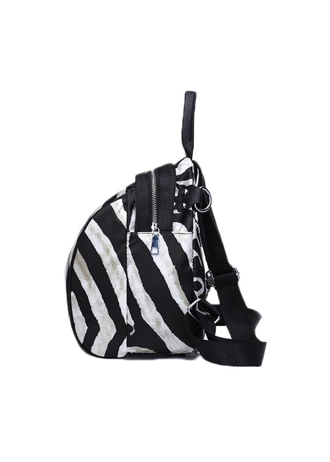 Balo vải dù nữ sọc trắng đen thời trang THB176