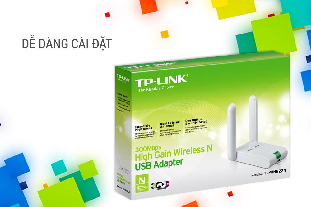 TP-Link  TL-WN822N - USB Wifi (high gain) chuẩn N tốc độ 300Mbps