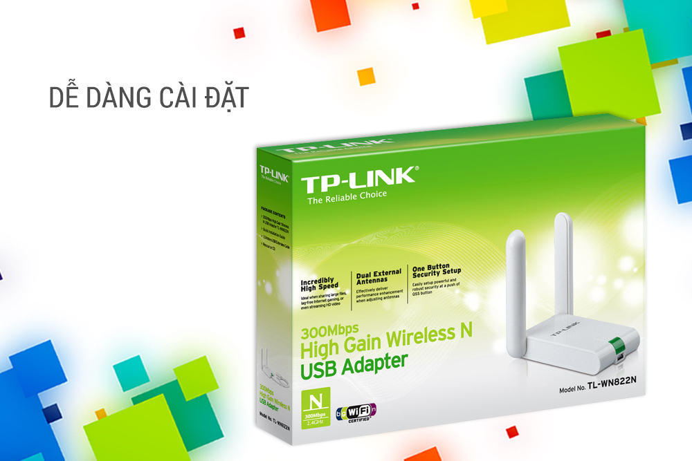 TP-Link TL-WN822N - USB Wifi (high gain) chuẩn N tốc độ 300Mbps