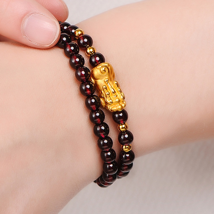 Vòng Tay Tỳ Hưu Garnet Tự Nhiên Gembank