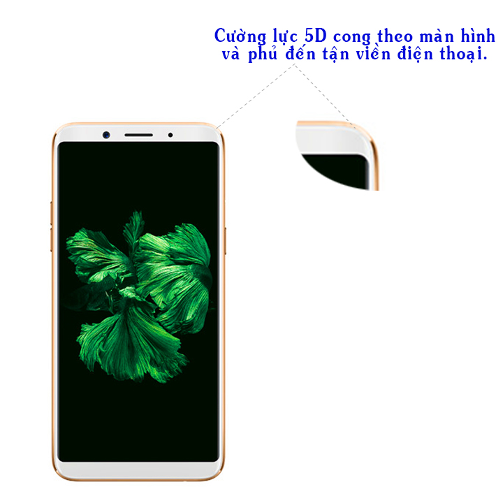 Kính Cường Lực  5D Full Màn Hình Cho Oppo F5 - Màu Trắng