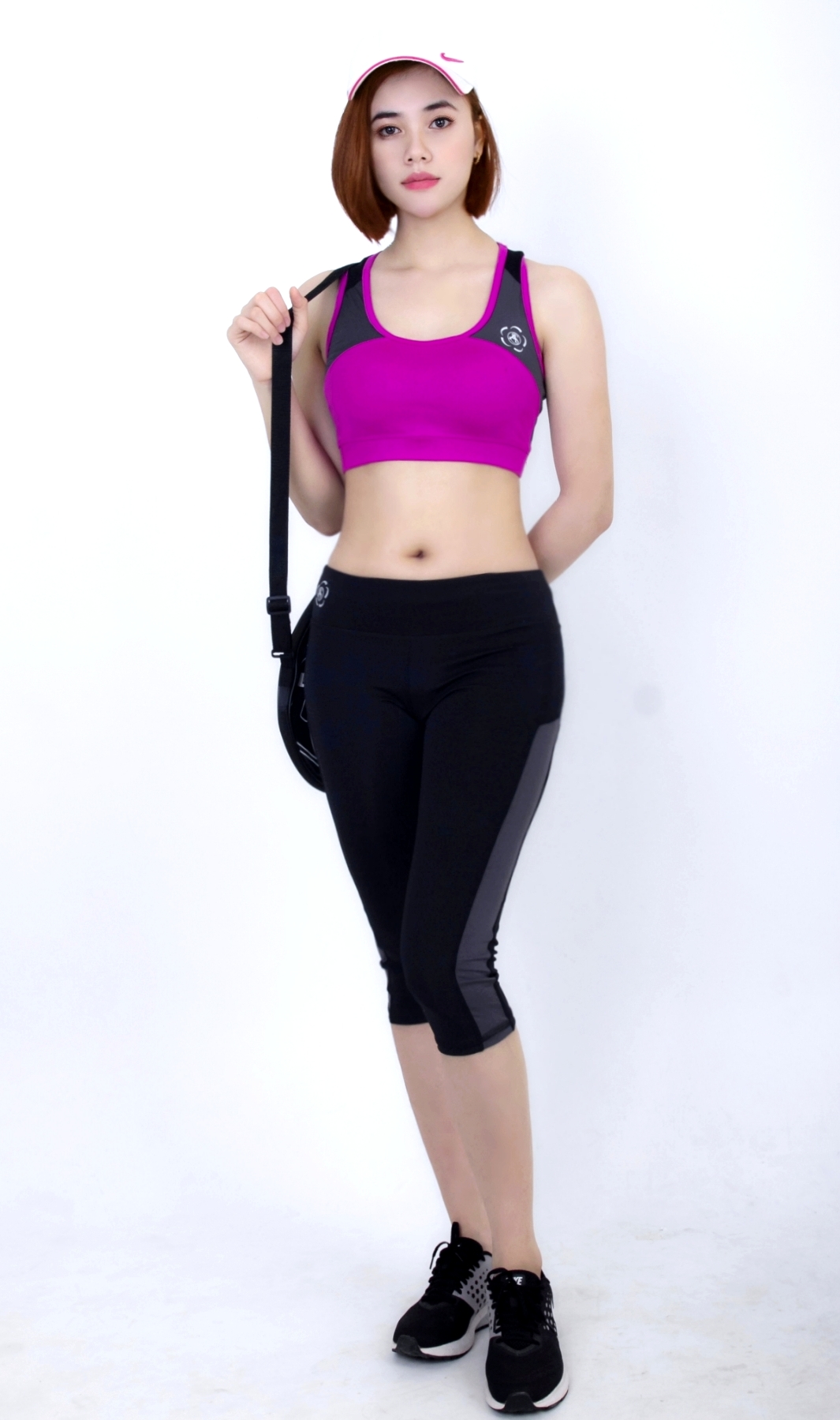 Bộ thể thao lửng nữ cao cấp phối lưới áo bra-DL703