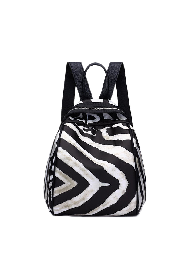 Balo vải dù nữ sọc trắng đen thời trang THB176