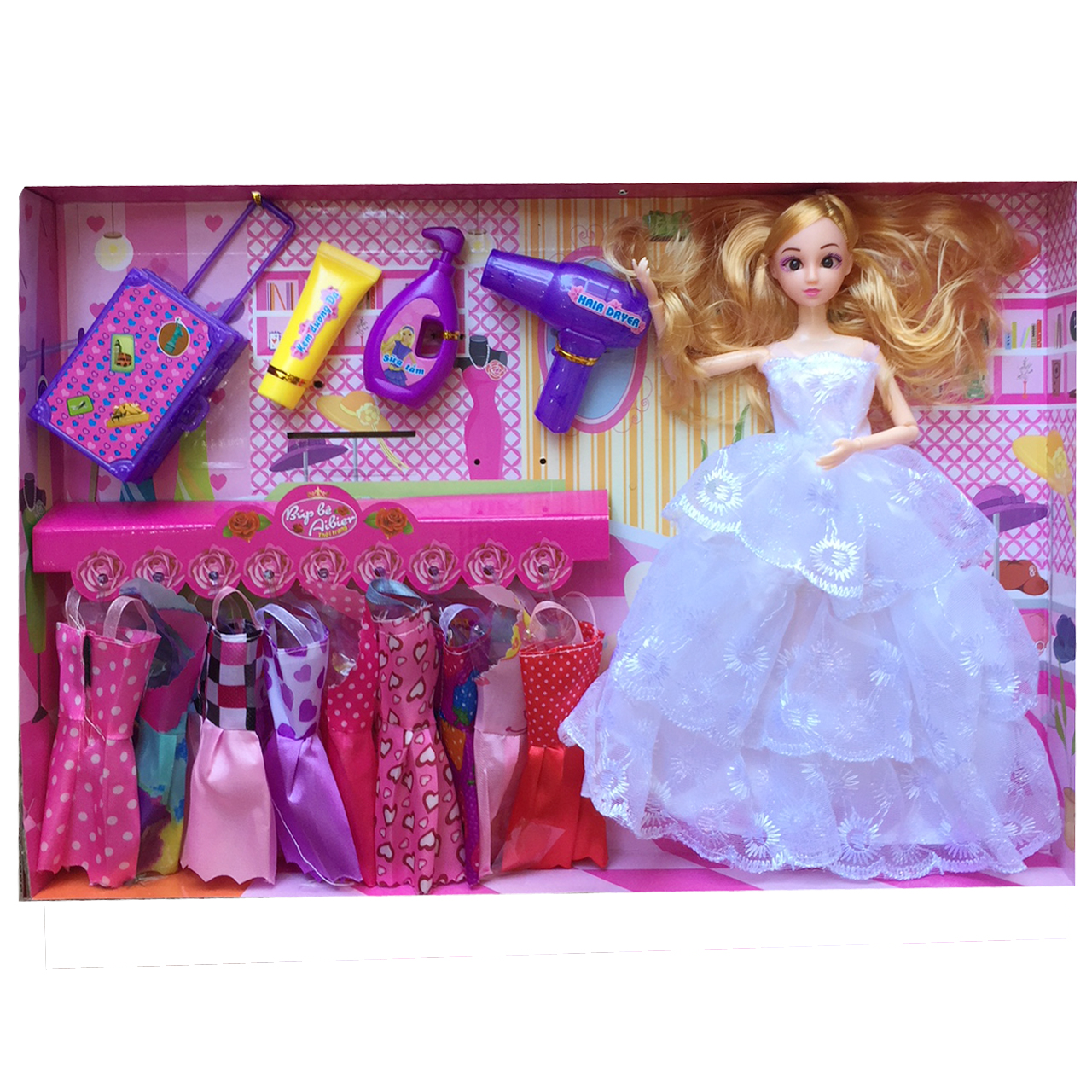 Búp bê Aibier thời trang có khớp cùng 9 bộ váy và 4 phụ kiện