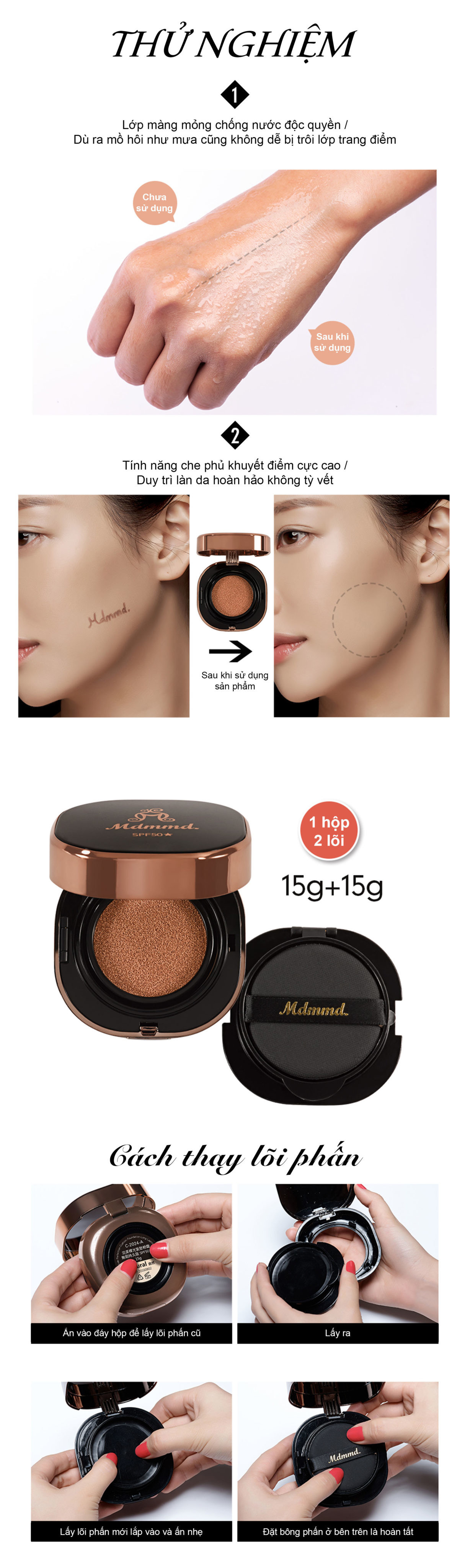 Phấn Nước Trang Điểm Đệm Nude Hoàn Hảo (2 lõi)