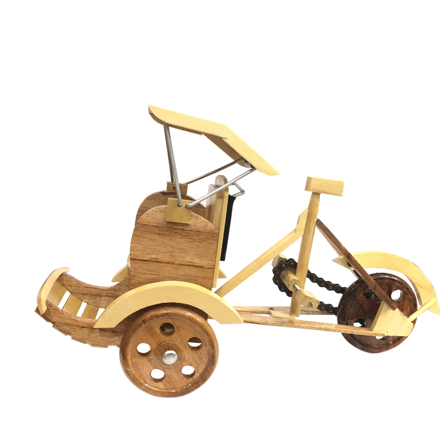 mô hình xe xích lô gỗ - size nhỏ 3