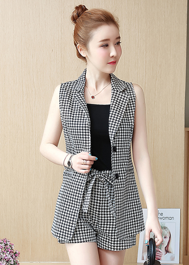 Set bộ vest sọc caro S3022