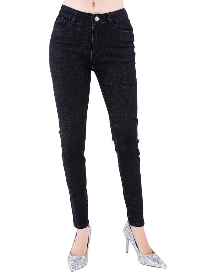 Quần Jean Skinny Đen Xước JD09