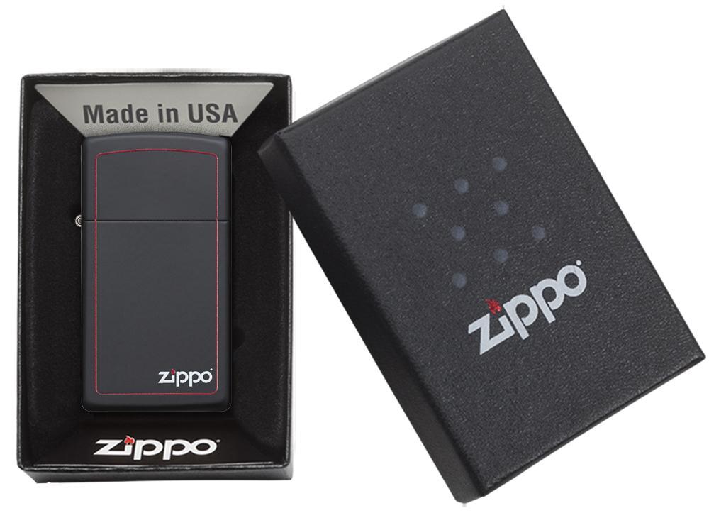 Zippo-Black-Matte-with-Zippo-Logo-and-Border-Slim-5