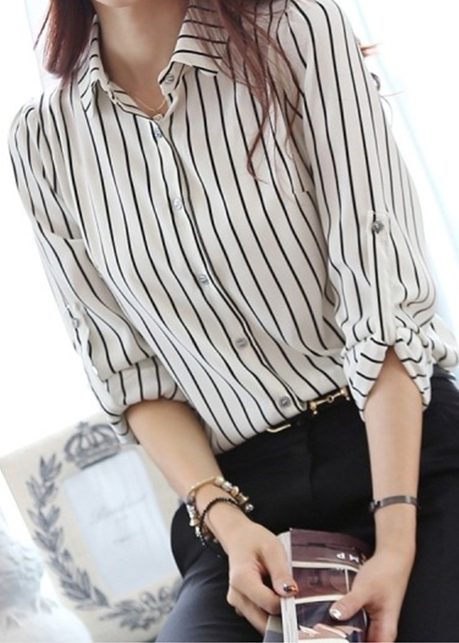 Sơ mi nữ sọc kẻ sm04
