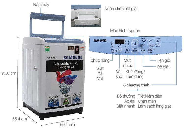 Máy Giặt Cửa Trên Samsung WA85M5120SW/SV (8.5kg) - Trắng