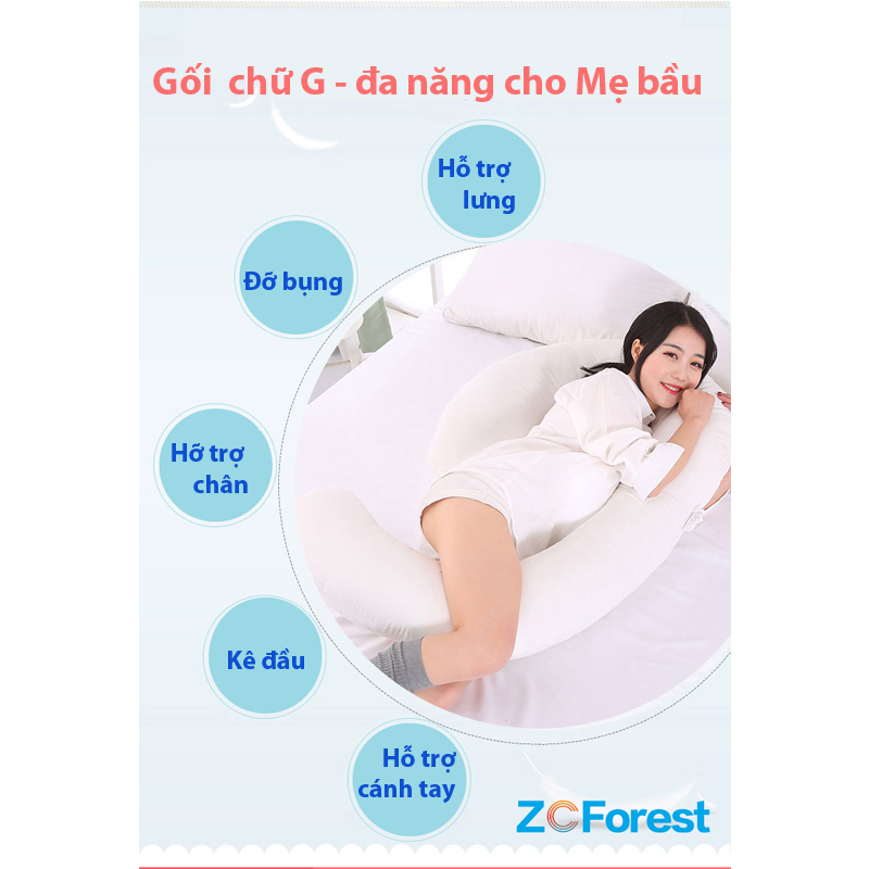 Gối ôm bà bầu ZCForest gối bà bầu chữ G gối màu hồng