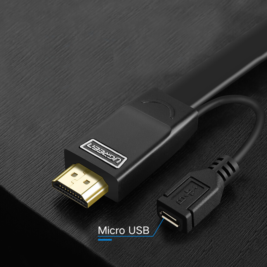 Green (UGREEN) HDMI to VGA cable HD video converter adapter glory box laptop connection display projector line 2 meters flat line 40231