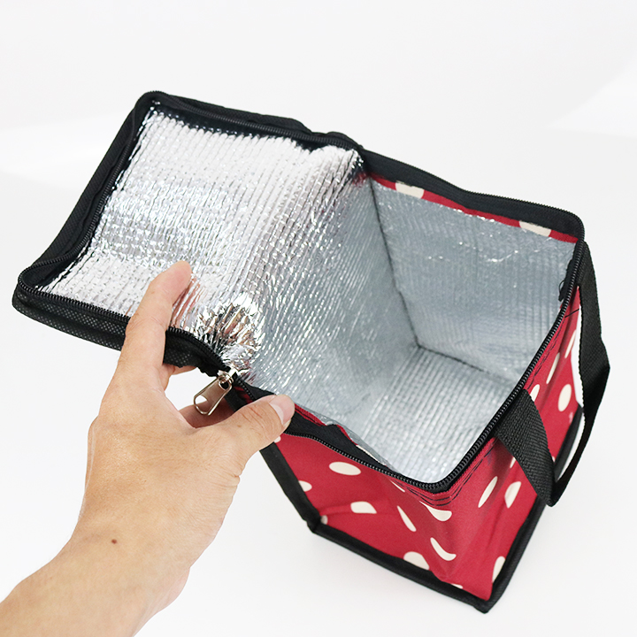 Túi giữ nhiệt kiểu đứng đỏ chấm bi AH