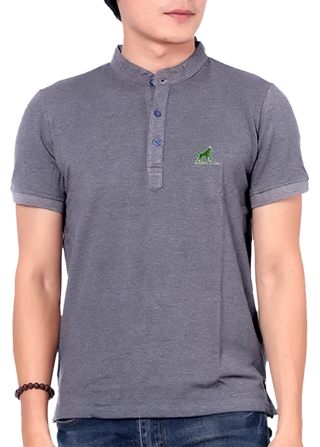 Áo thun nam Polo cổ trụ Henley phong cách PG012 (xanh đen)