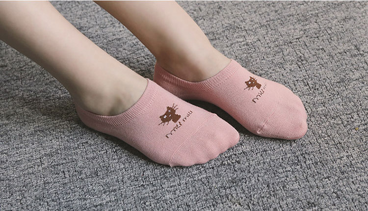 BEJIROG Women's Breathable Cotton No-Show Socks 5pcs, Assorted Colors