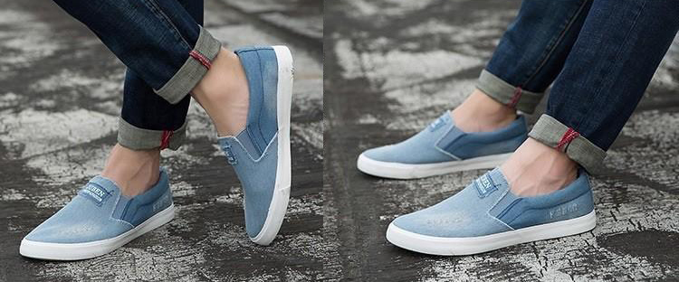 Giày Lười Nam Vải Jeans Rách 
