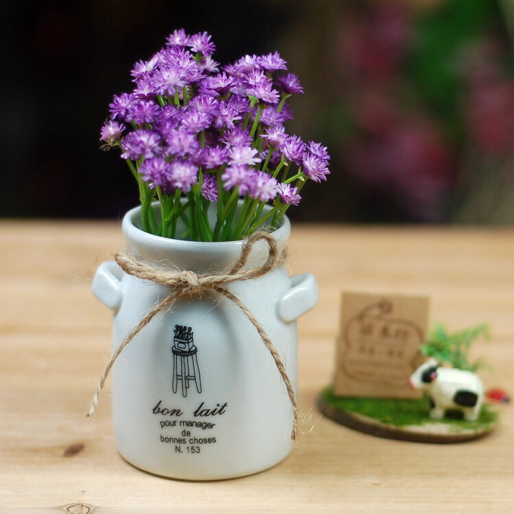 Chậu sứ hoa giả hình tai thỏ màu Tím ms 1037