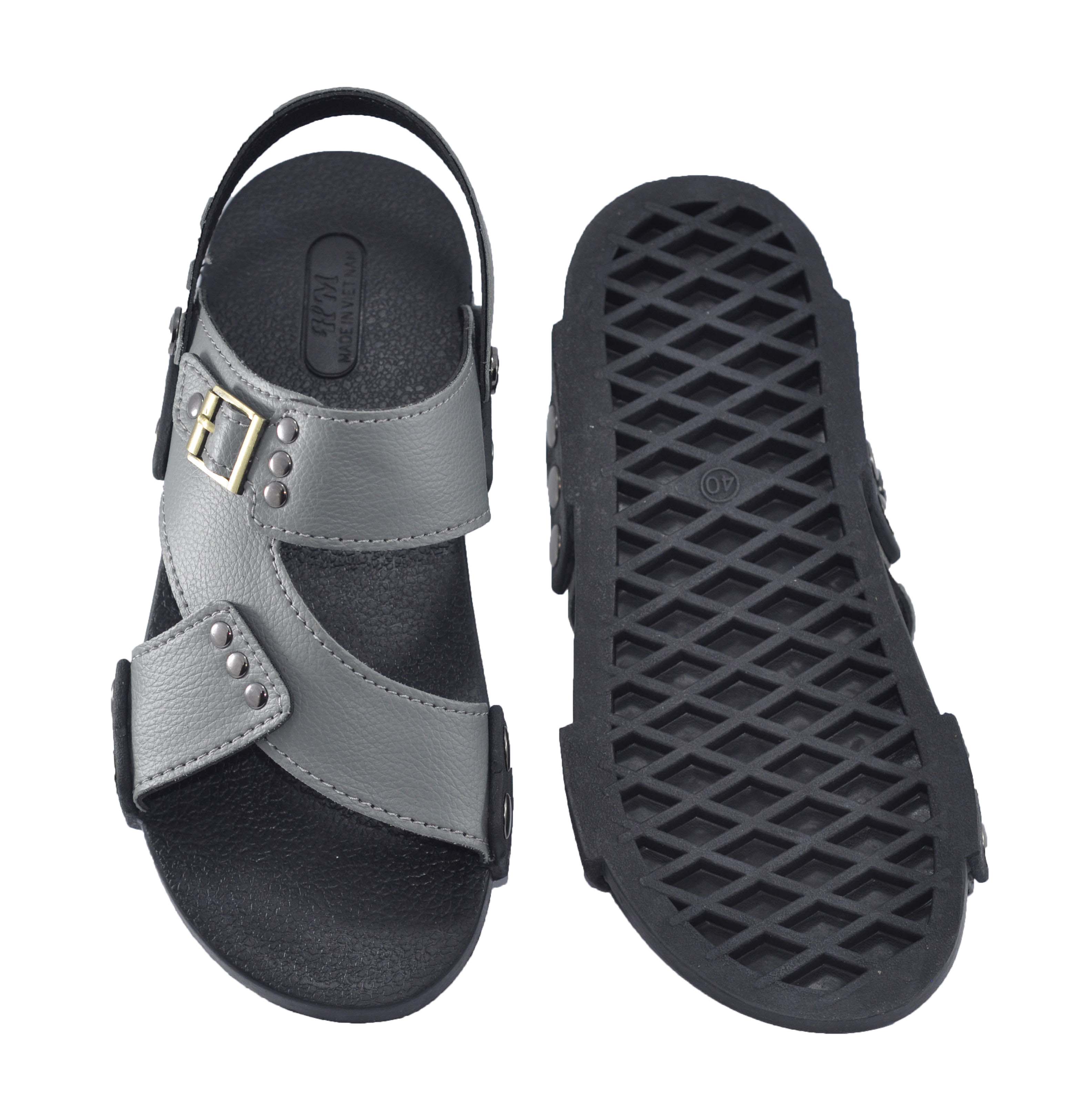 Giày sandal nam quai chéo da PU cao cấp mềm êm chân - TPU-73A( Xám )
