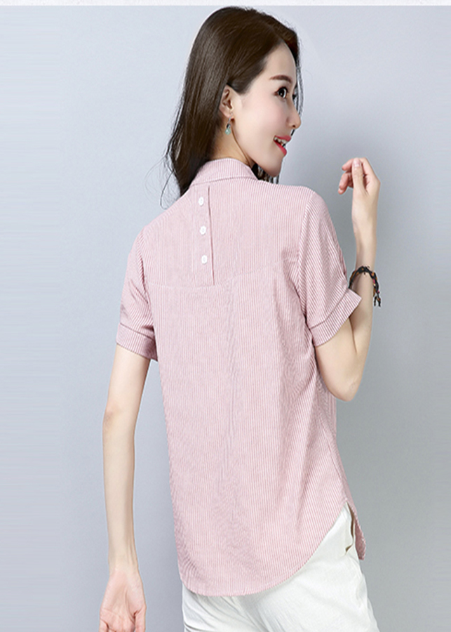 Sơ mi nữ sọc kẻ hồng xinh xắn sm33
