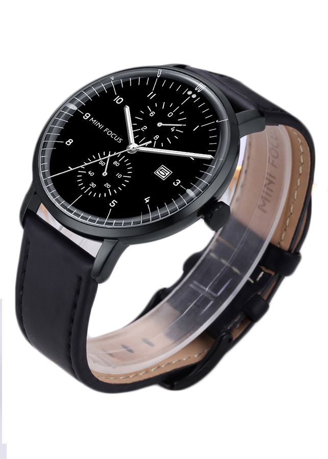 Đồng hồ nam Mini Focus 5 kim lịch ngày dây da cao cấp JS-MF052