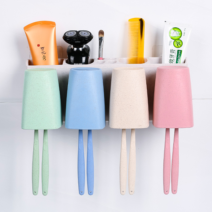 Kệ treo bàn chải và lấy kem tự động 4 cốc cao cấp