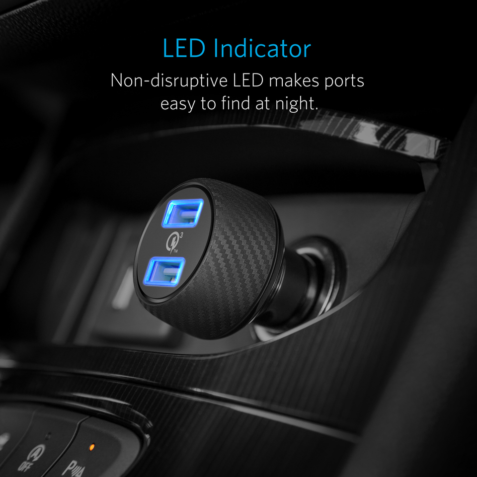 Adapter Sạc Xe Hơi 2 Cổng Anker PowerDrive Speed 39W Hỗ Trợ Sạc Nhanh QC 3.0 - A2228H11 (Đen) - Hàng Chính Hãng