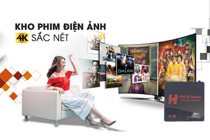 Android TV Box Ram 2G Hùng Việt HD-555 Model 2018 chính hãng