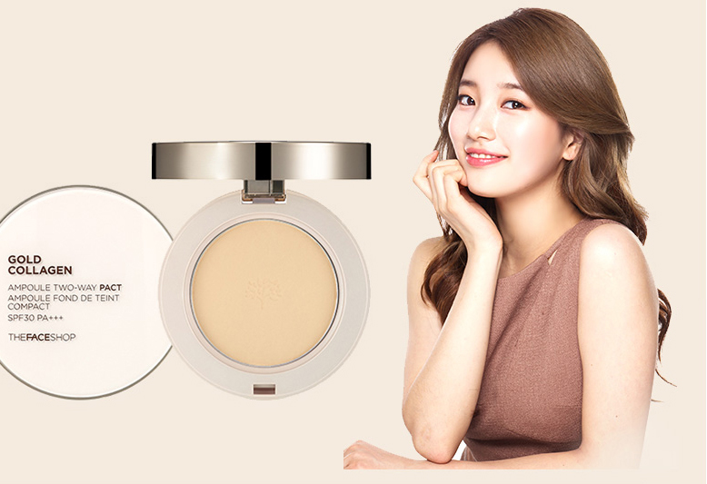 Phấn Nền Trang Điểm The Face Shop Gold Collagen Ampoule Two-Way Pact SPF30 PA+++ 34200466 (9.5g) - N205