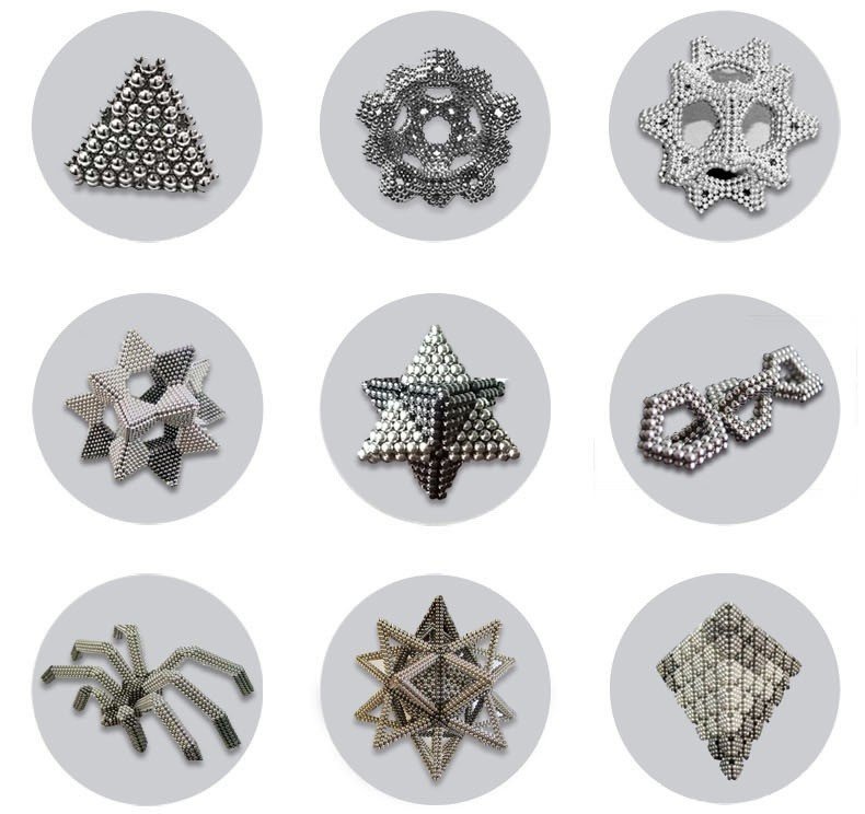 Bi nam châm xếp hình 5mm màu bạc