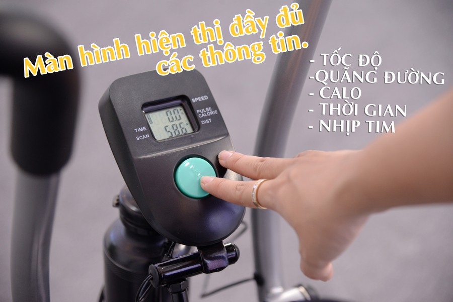 Xe đạp tập thể dục Air Bike + Miếng dán xung điện cao cấp EMS