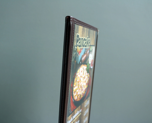 Bộ 3 bìa thực đơn 8 trang Urimenu trong suốt A4 viền may 2 kim màu đen cho nhà hàng, quán cafe