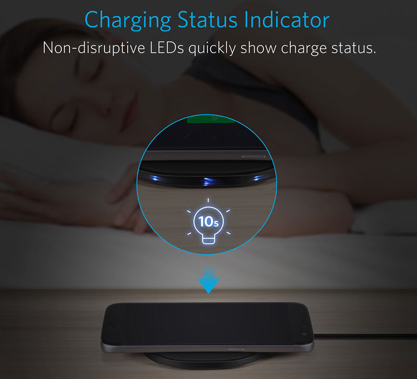 Đế Sạc Không Dây Anker PowerPort Chuẩn Qi 10W (Không Kèm Adapter) A2513 - Hàng Chính Hãng