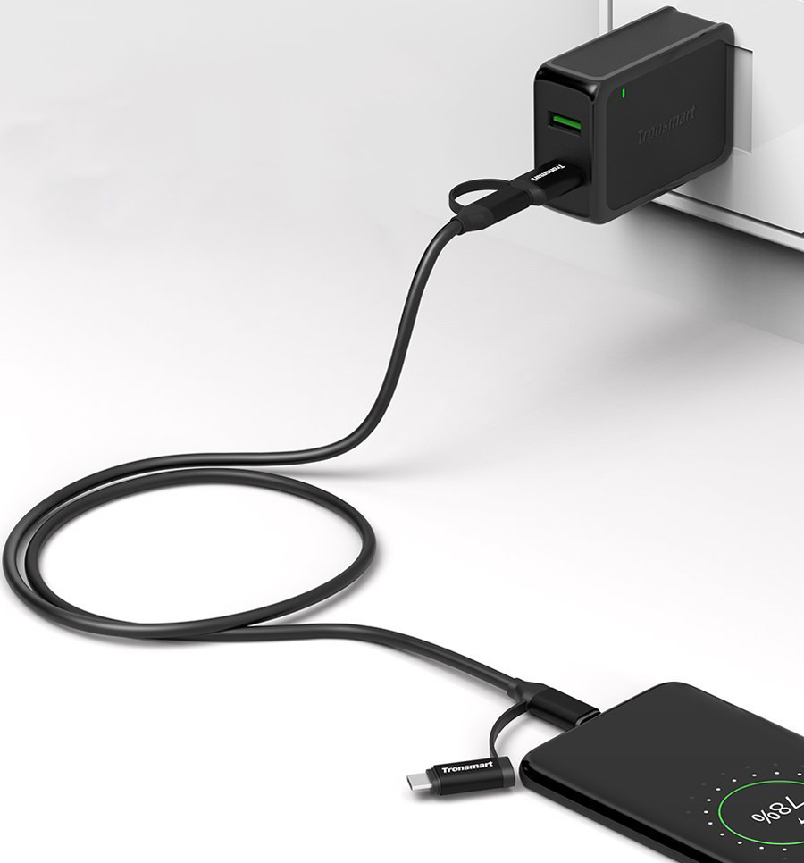 Dây Cáp Sạc Đa Năng 4 Trong 1 USB Type-C / Micro USB / USB 2.0 Tronsmart C4N1 - Hàng Chính Hãng