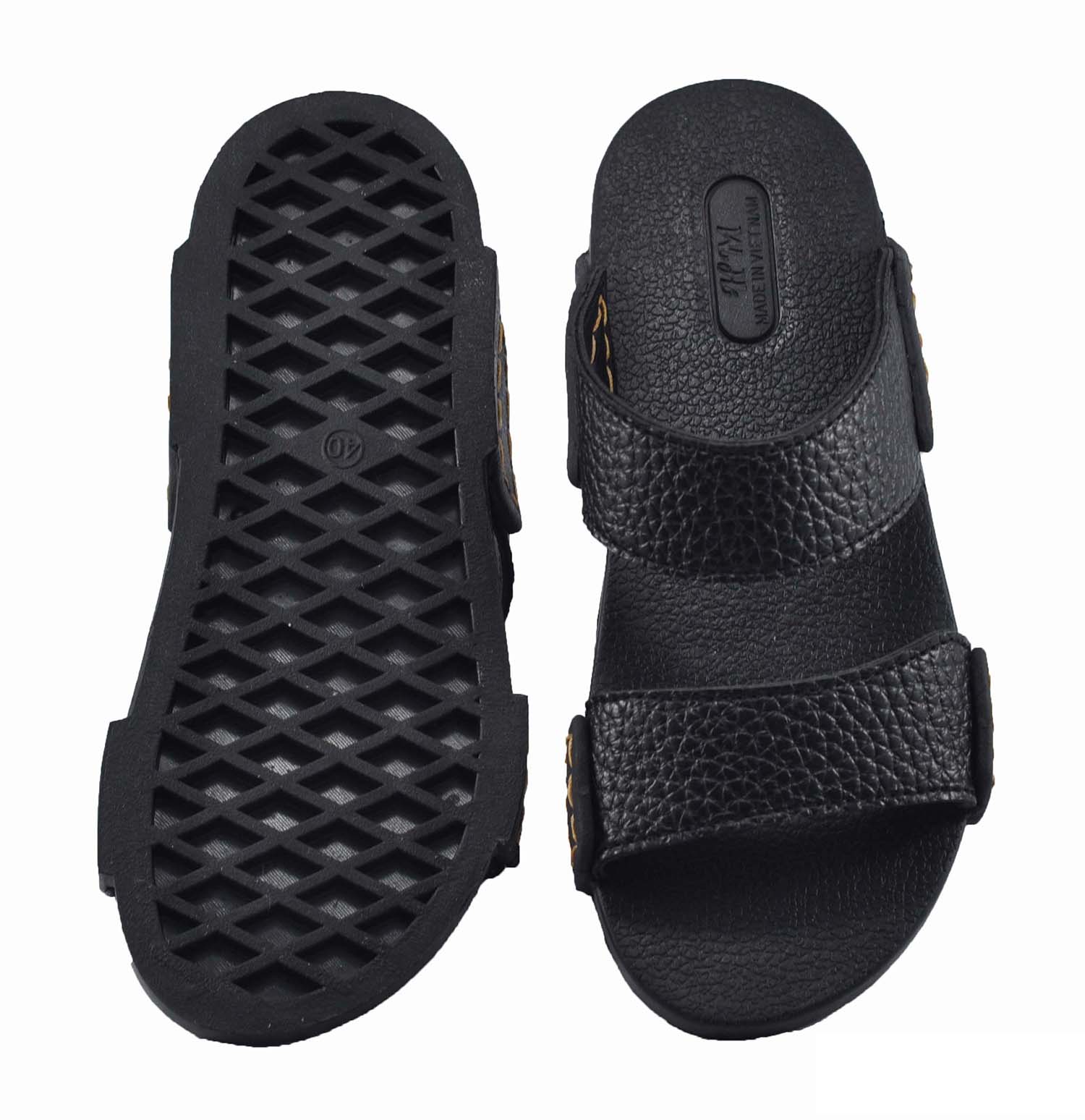 Dép quai ngang nam da PU êm chân cao cấp - TPUC-51 ( Đen)