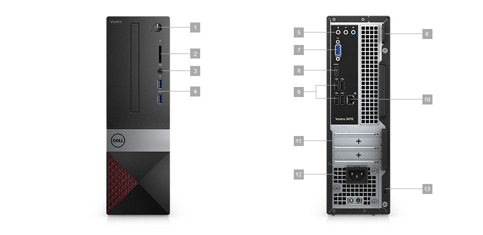 PC Dell Vostro 3470 ST STI31508-4G-1T Core i3-8100 / Free Dos (Black) - Hàng Chính Hãng