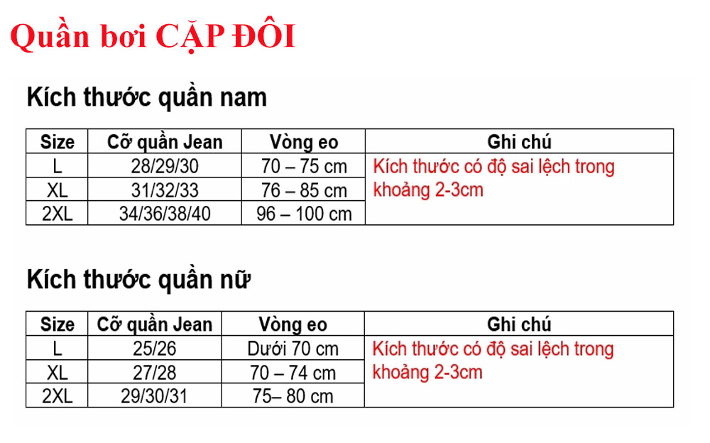 Combo quần bơi đôi nam nữ ZOBEE QB 6092
