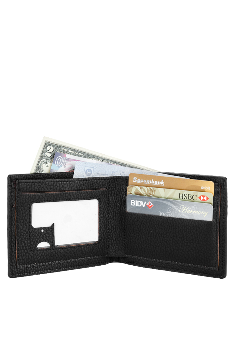 Ví Nam Da PU Ronal Cao Cấp (12 x 10 cm) - Đen