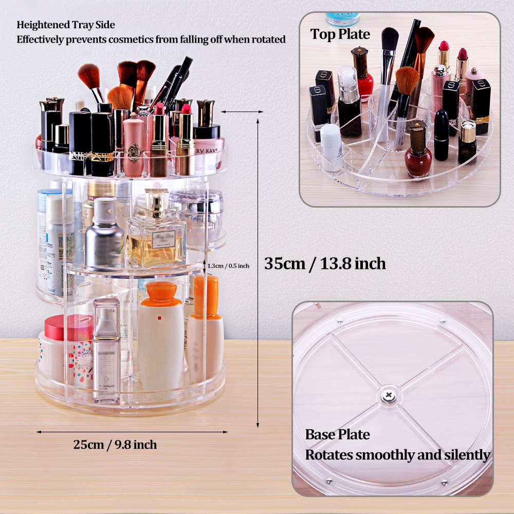  Khay Đựng Son Mỹ Phẩm Xoay 360 độ Mica Trong Suốt  Cao Cấp DMCDC007