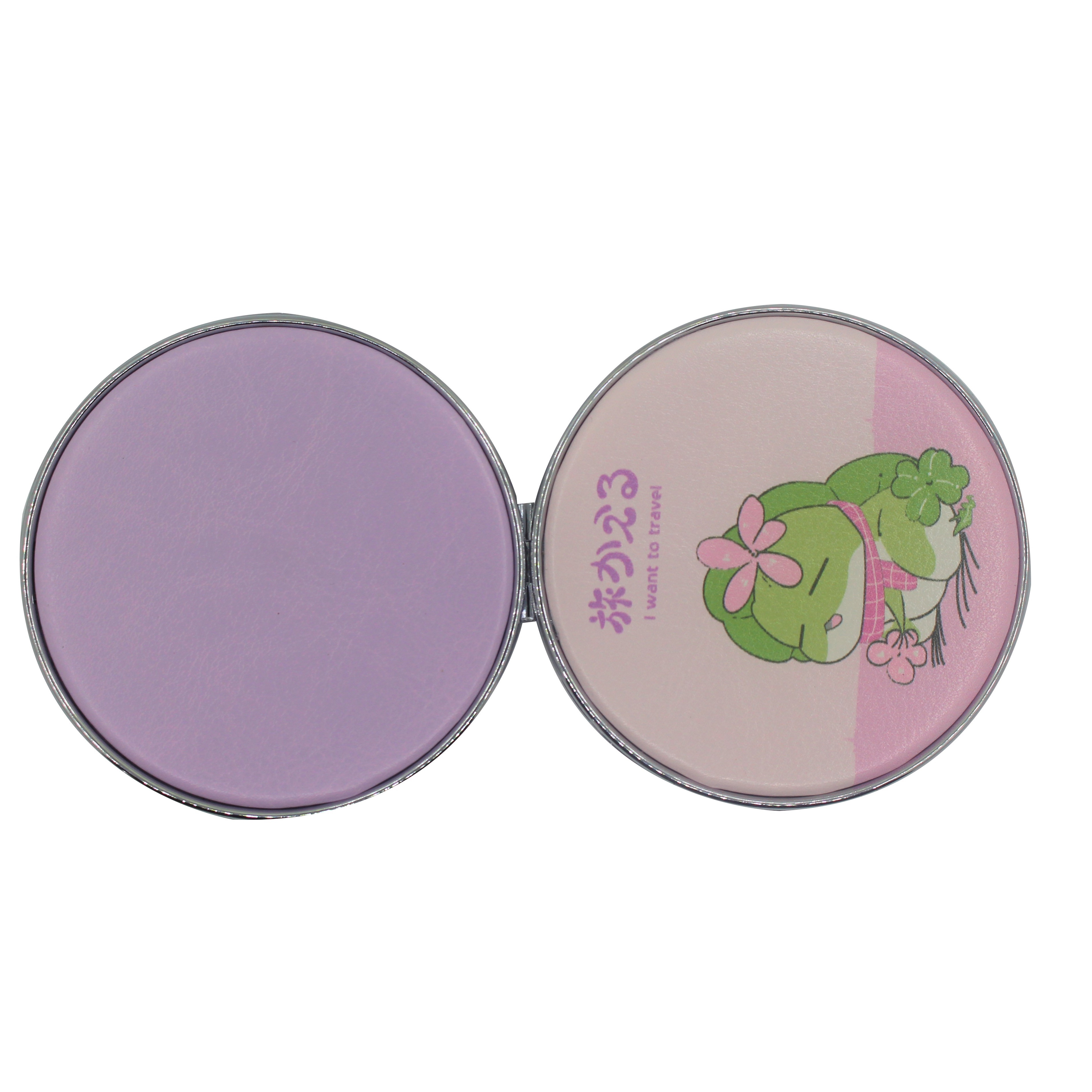 Gương trang điểm hai mặt tiện dụng tròn mini hình ếch hồng  Minigood DMCTB073