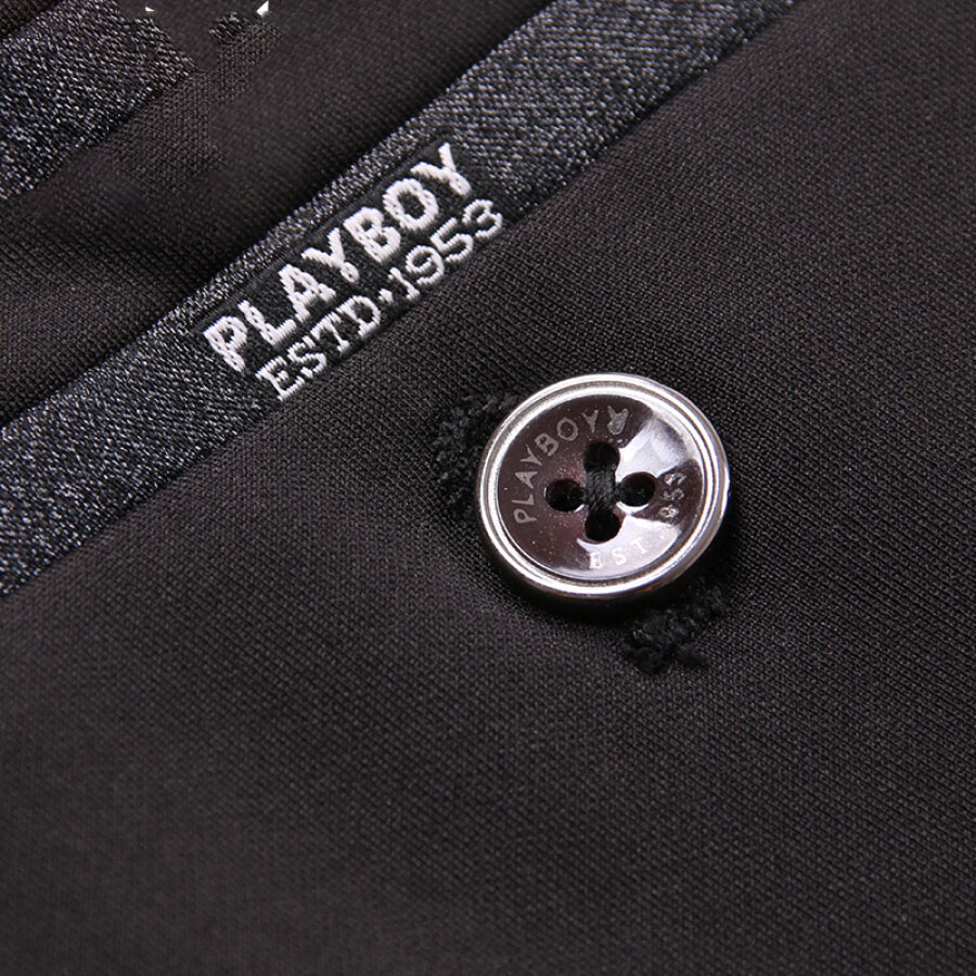 Playboy PLAYBOY men casual pants loose black high elastic men pants straight pants Slim trousers autumn DH16160008 Navy 35