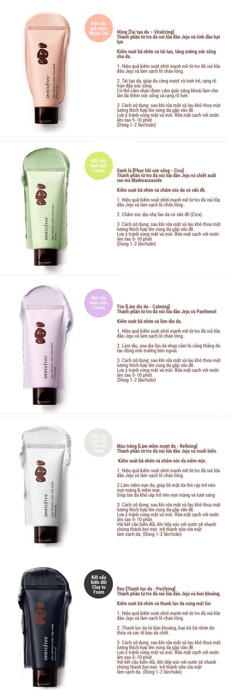 Mặt Nạ Rửa Đất Sét Làm Sáng Da Từ Đá Núi Lửa Đảo Jeju Innisfree Volcanic Color Clay Mask (Yellow) (70ml)