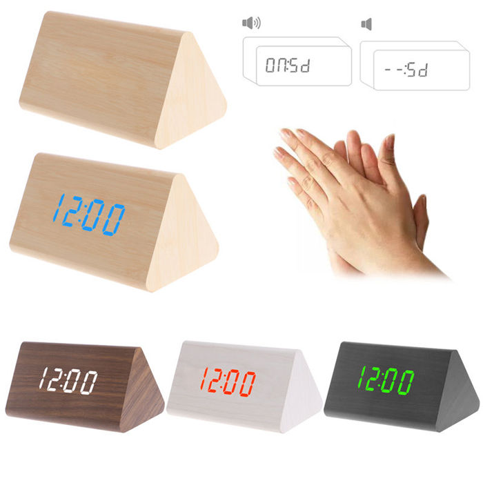 Đồng Hồ Gỗ Báo Thức (Wood LED Digital Desk Alarm)