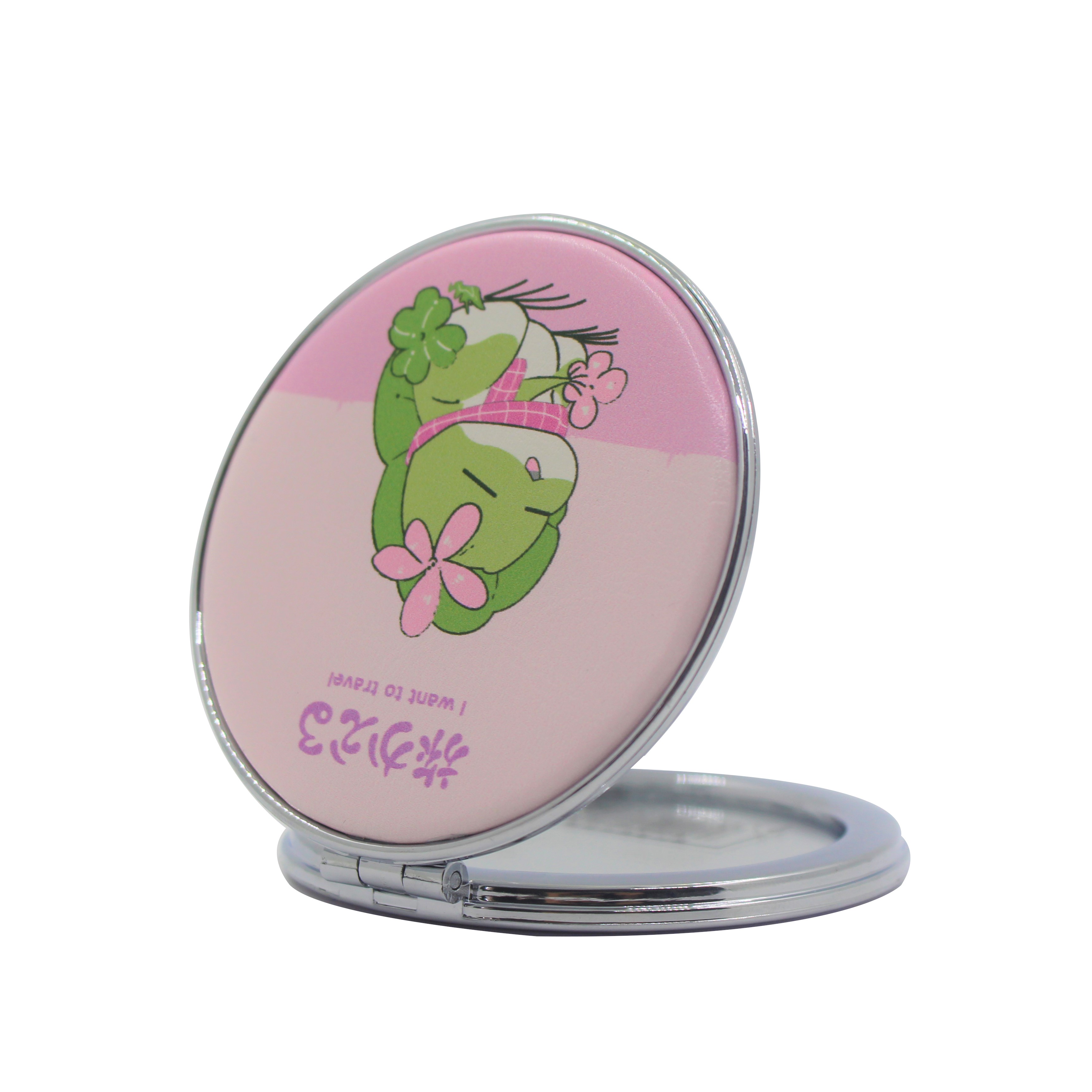 Gương trang điểm hai mặt tiện dụng tròn mini hình ếch hồng  Minigood DMCTB073