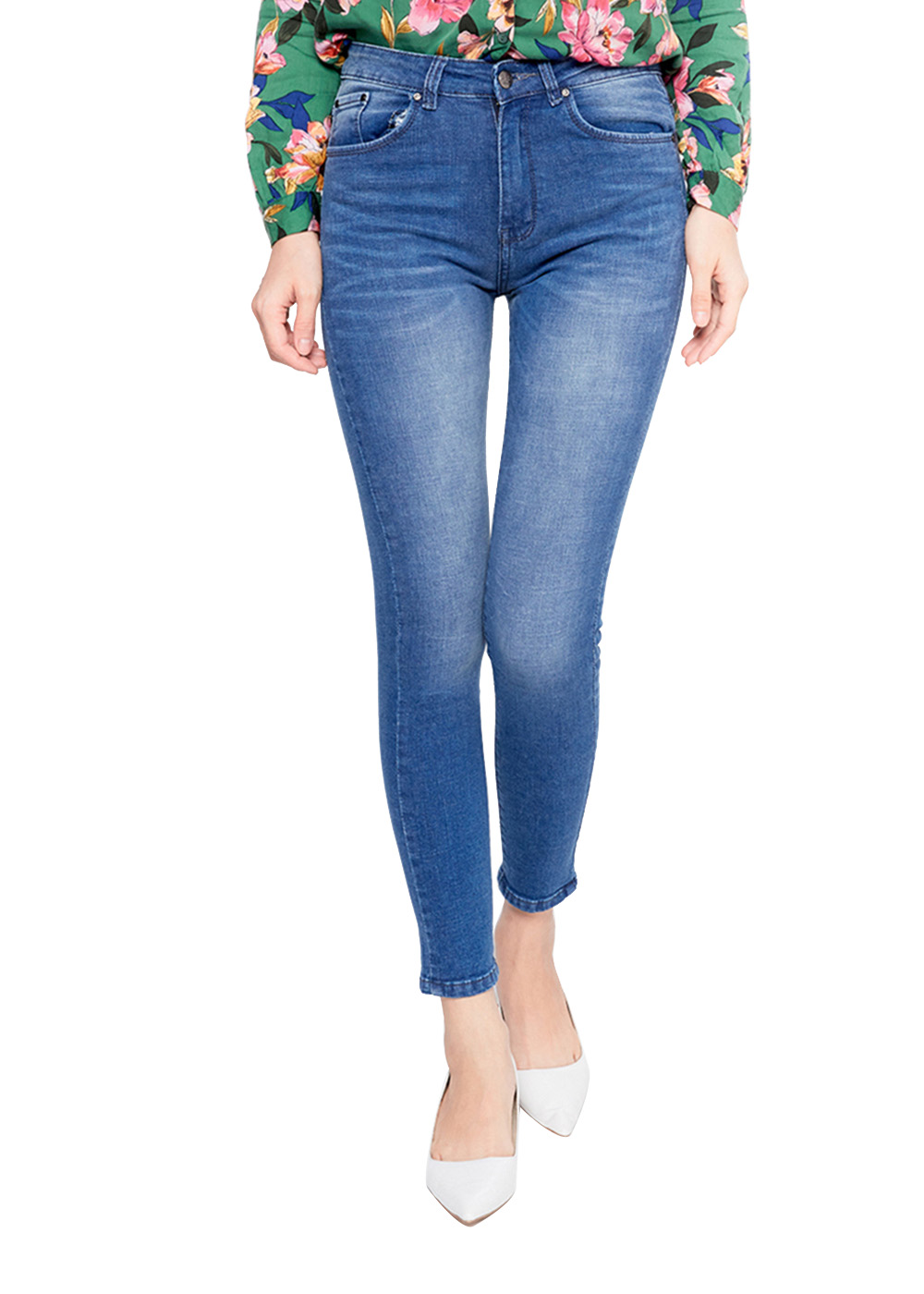 Quần Jean Nữ Skinny Dài Trơn Màu Xanh Biển Lưng Cao - AAA JEANS