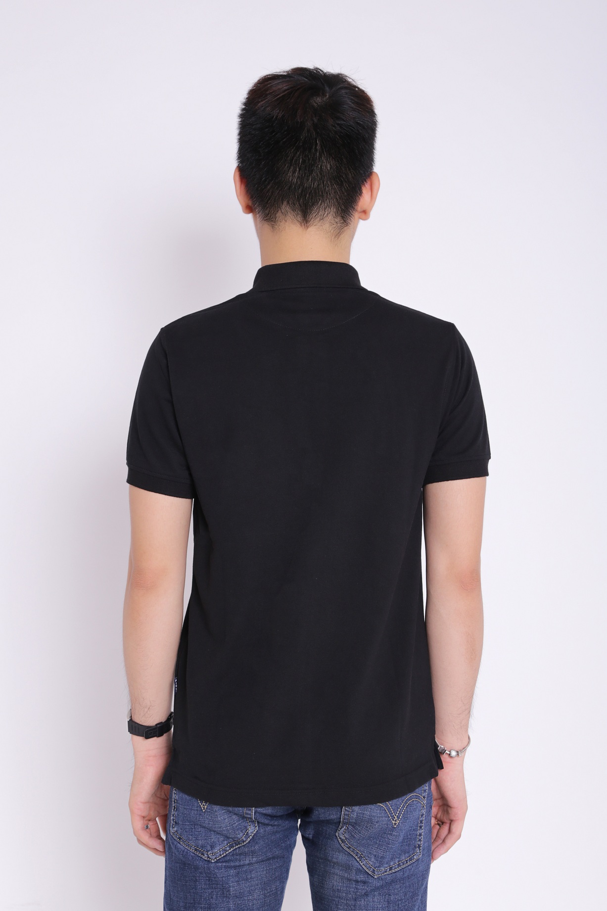 Áo thun nam polo cá sấu cao cấp cotton Pious AT02 đen