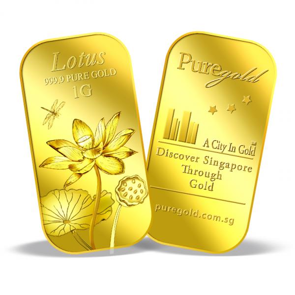 PUREGOLD miếng vàng hình hoa sen 1G - vàng nhập khẩu Singapore