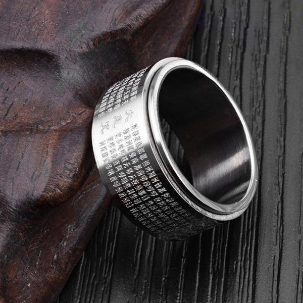 Nhẫn xoay thần chú Đại Bi INOX vĩnh viễn không đen
