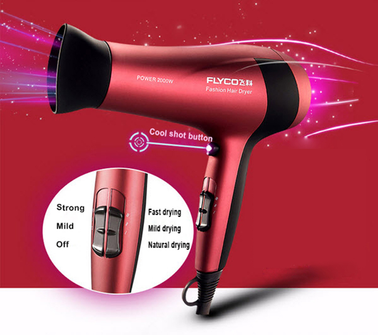 Máy Sấy Tóc Điện FLYCO FH6218 Công suất 2000W - Đỏ
