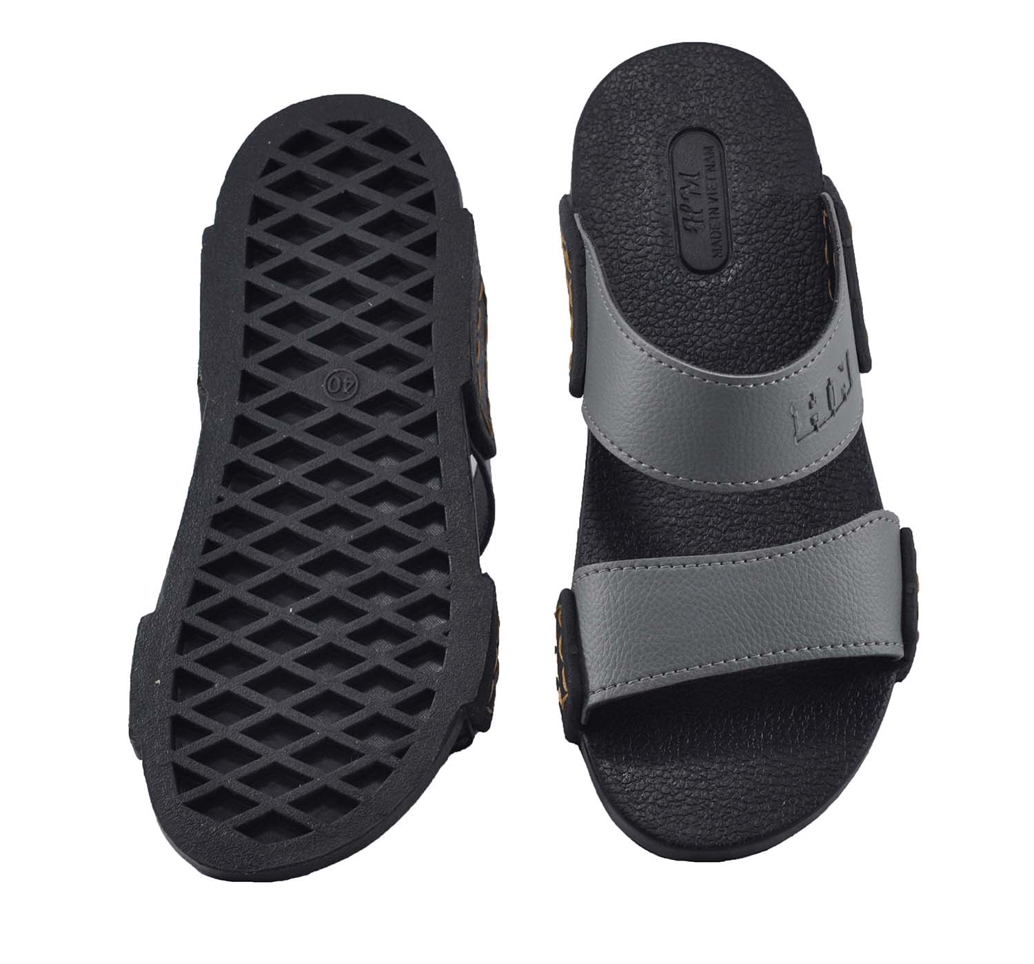 Dép nam hai quai da PU cực bền - TPUC-71 ( Xám)